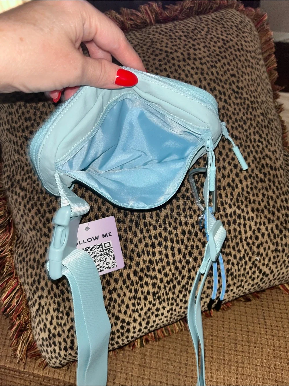 Iris & Rainbow Ice Blue Quilted Crossbody Bag